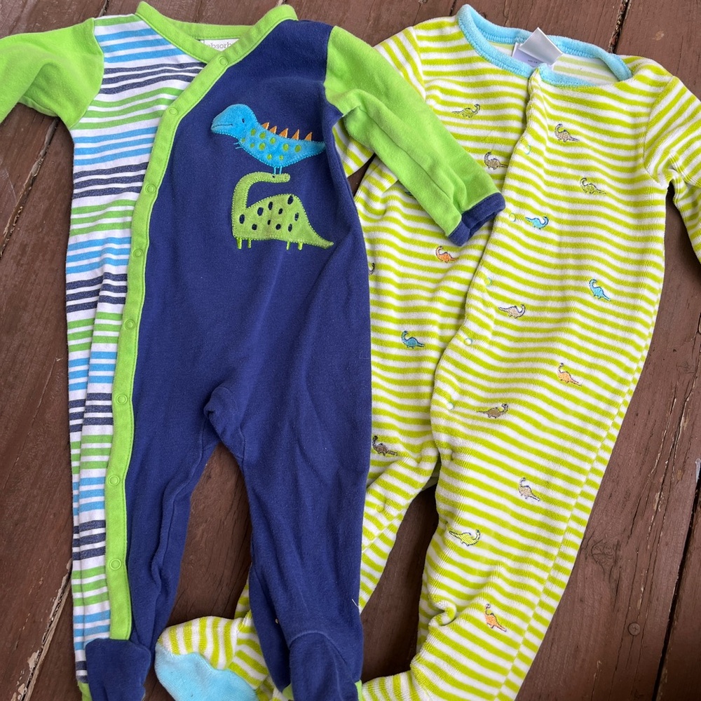 2000s Dino Striped Baby Sleepers